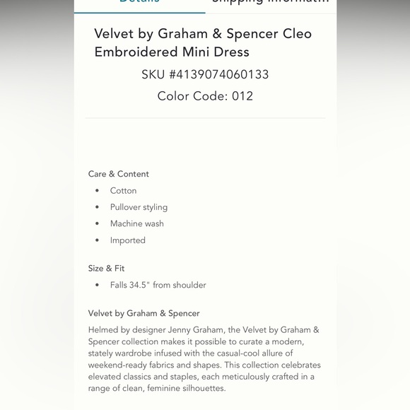 Velvet by Graham & Spencer Cleo Embroidered Mini Dress NWT - Picture 5 of 7